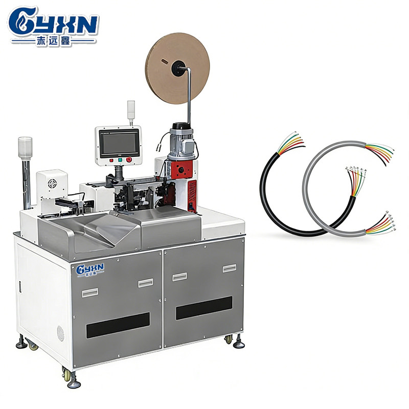 Automatic inner and outer stripping, single end terminal crimping and tin dipping machine for fully automatic sheathed multi-core wires